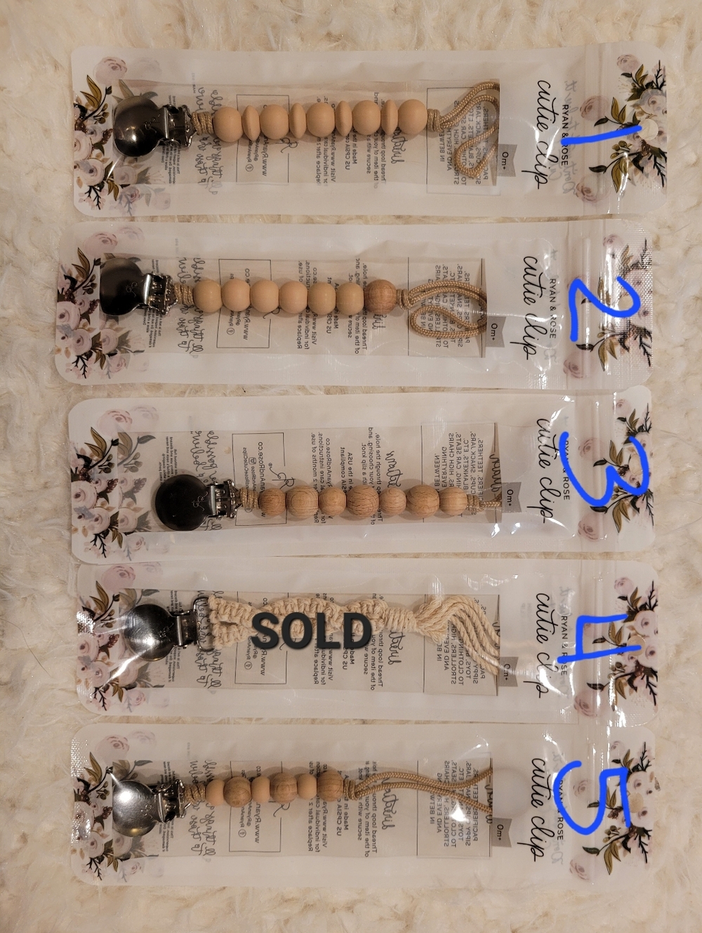 Ryan & Rose Cutie Clips - pacifier clip